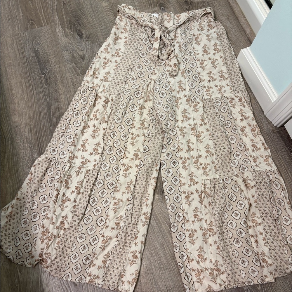 Floral Patterned Wide-Leg Pants-XL